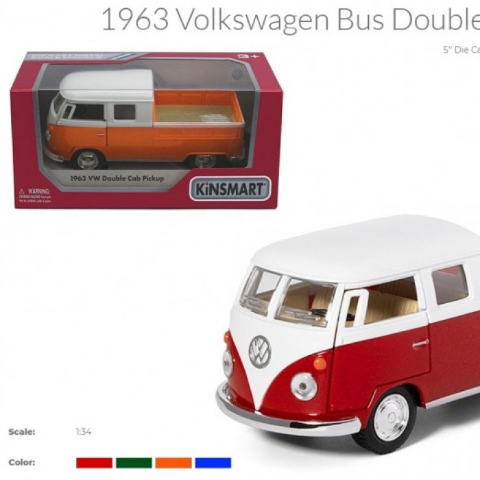 Модель автобус-пікап VOLKSWAGEN DOUBLE-CAB (1963) KT5387W метал.инерц.откр.дв.4цв.кор./96/