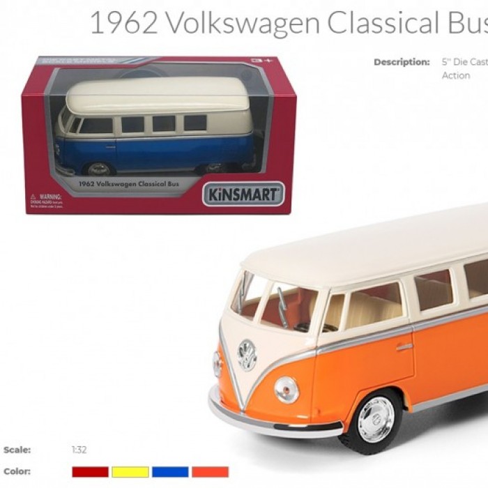 Модель автобус VOLKSWAGEN (1962) 5'' KT5377W CLASSIC Ivory top метал.інерц.відкр.дв.4кол.кор./96/